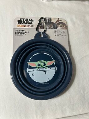Star Wars Navy Silicone Collapsible Pet Bowl with Grogu Graphic